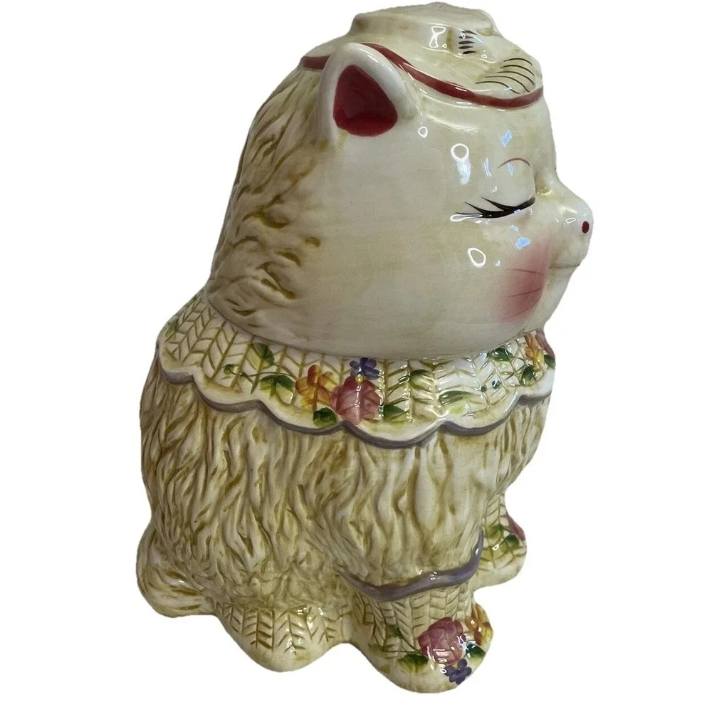 Vintage Cat Cookie Jar PUSS 'N BOOTS Ceramic Hand Painted BLOCK Classics Grandma